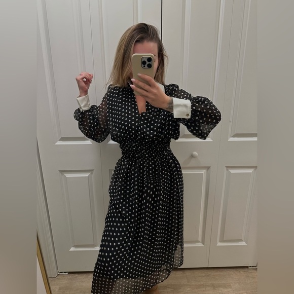 Elegant Black and White Polka Dot Dress - Picture 11 of 11